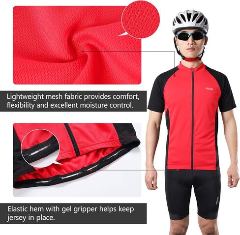 قميص ARSUXEO للرجال بأكمام قصيرة لركوب الدراجات من الجيرسيه وجيب بسحاب 655 in Kuwait