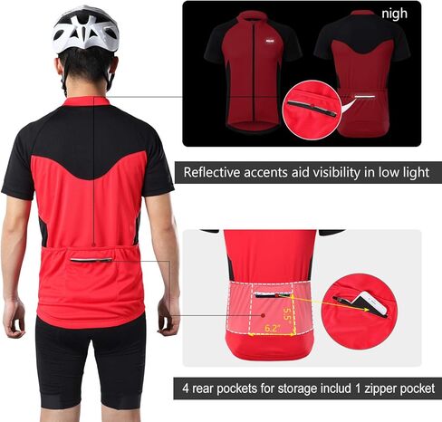 قميص ARSUXEO للرجال بأكمام قصيرة لركوب الدراجات من الجيرسيه وجيب بسحاب 655 in Kuwait