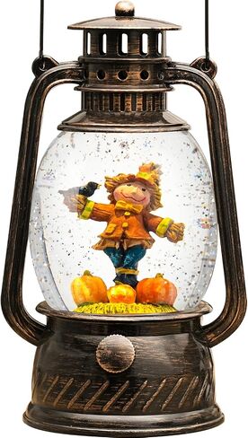 Harvest Scarecrow Fall Snow Globe, Lighted Snow Globe Lantern with Swirling Glitter, Battery Powered Autumn Fall Harvest Thanksgiving Home Decoration in Kuwait