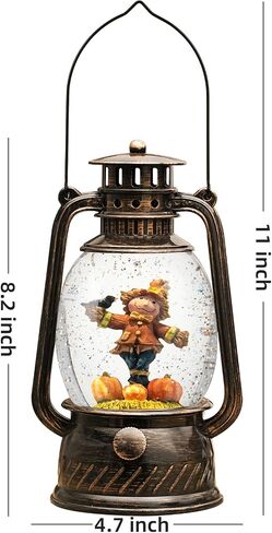 Harvest Scarecrow Fall Snow Globe, Lighted Snow Globe Lantern with Swirling Glitter, Battery Powered Autumn Fall Harvest Thanksgiving Home Decoration in Kuwait