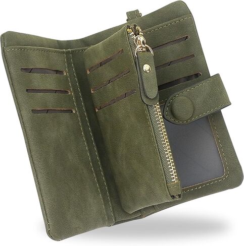 CONISY Small Wallets for Women, Soft Leather Multi Card Holder RFID Blocking Womens Wallet with Wristlet Zipper Coin Pocket (Black) in Saudi Arabia