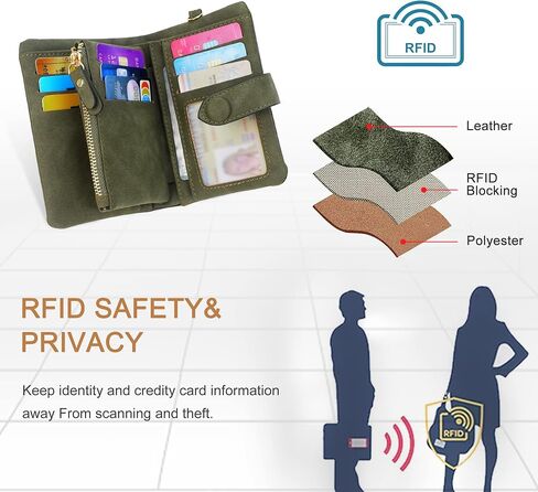 CONISY Small Wallets for Women, Soft Leather Multi Card Holder RFID Blocking Womens Wallet with Wristlet Zipper Coin Pocket (Black) in Saudi Arabia