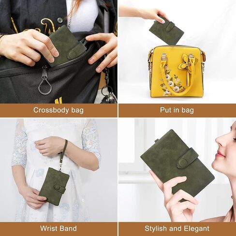 CONISY Small Wallets for Women, Soft Leather Multi Card Holder RFID Blocking Womens Wallet with Wristlet Zipper Coin Pocket (Black) in Saudi Arabia