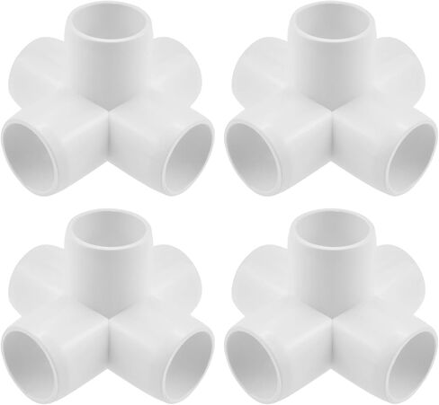 SDTC Tech 4-Pack 1 بوصة 5 طرق PVC تركيب الكوع الأثاث الصف موصل الأنابيب DIY PVC الجرف حديقة دعم هيكل تخزين الإطار، أبيض in Kuwait