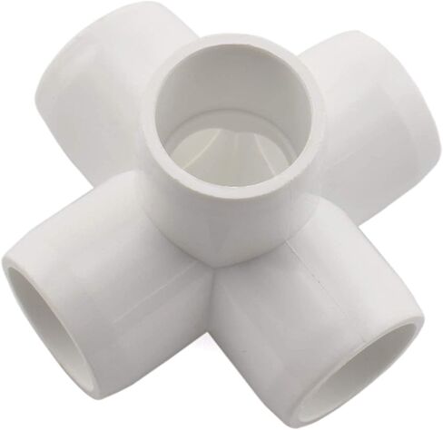 SDTC Tech 4-Pack 1 بوصة 5 طرق PVC تركيب الكوع الأثاث الصف موصل الأنابيب DIY PVC الجرف حديقة دعم هيكل تخزين الإطار، أبيض in Kuwait