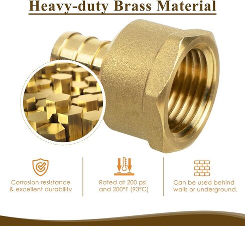 تركيب PEX، محول PEX أنثى 1/2 بوصة NPT إلى 1/2 بوصة لإصلاح السباكة أو إعادة التشكيل، تركيب تجعيد نحاسي قوي ومتين (12 حزمة) in Kuwait