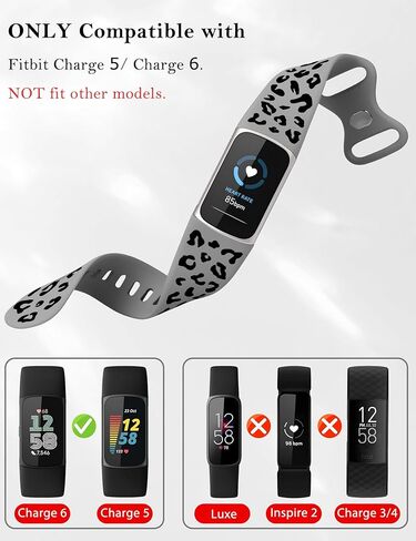 Minyee 3 Packs Leopard Engraved Band Compatible with Fitbit Charge 6 Bands/Fitbit Charge 5 Bands Women, Two-Tone Cheetah Soft Silicone Sport Designer Summer Replacement Wristband Strap for Charge 6/5 in Kuwait