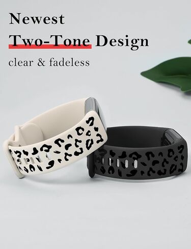 Minyee 3 Packs Leopard Engraved Band Compatible with Fitbit Charge 6 Bands/Fitbit Charge 5 Bands Women, Two-Tone Cheetah Soft Silicone Sport Designer Summer Replacement Wristband Strap for Charge 6/5 in Kuwait