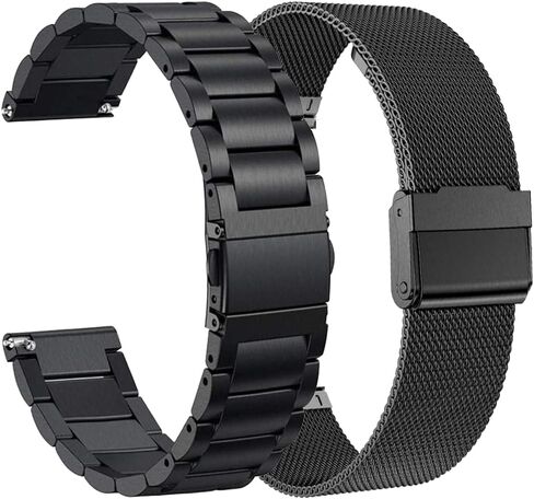 ViCRiOR متوافق مع Amazfit Bip 5 / GTR 4/ GTR 3 / GTR 3 Pro/GTR 2 / GTR 2e / GTR 47 مم، عبوتان من الفولاذ المقاوم للصدأ + سوار شبكي بديل لـ Amazfit Stratos in Kuwait