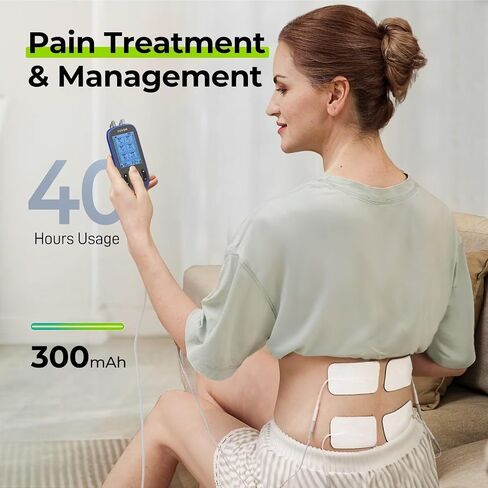 AUVON 3-in-1 TENS Unit Muscle Stimulator, EMS Massage Machine with 40 Intensities for Gradual Shoulder, Sciatica, Back Pain Relief, 24 Modes Rechargeable Electronic Pulse Massager with 12 TENS Pads in Saudi Arabia