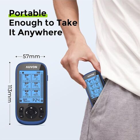 AUVON 3-in-1 TENS Unit Muscle Stimulator, EMS Massage Machine with 40 Intensities for Gradual Shoulder, Sciatica, Back Pain Relief, 24 Modes Rechargeable Electronic Pulse Massager with 12 TENS Pads in Saudi Arabia
