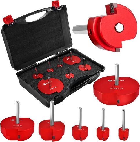 7Pcs PVC Pipe Reamer with 2 Square Carbide Insert, 3/4inch, 1inch,1-1/4inch,1-1/2inch,2inch,3inch,4inch Head Aluminum, PVC Fitting Saver, PVC Socket Saver For SCH40 PVC, ABS PVC Pipe, CPVC in Saudi Arabia