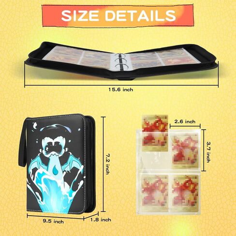 Card Binder For Pokemon Cards 4-Pocket Sleeves with 440 Cards Holder,Game Collection Binder Card Holder(Yellow) in Saudi Arabia