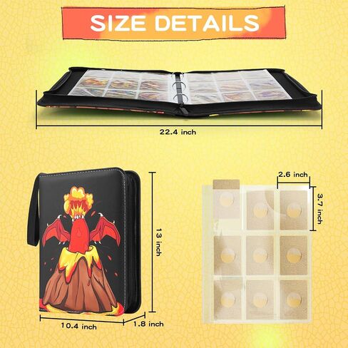 Card Binder For Pokemon Cards 4-Pocket Sleeves with 440 Cards Holder,Game Collection Binder Card Holder(Yellow) in Saudi Arabia
