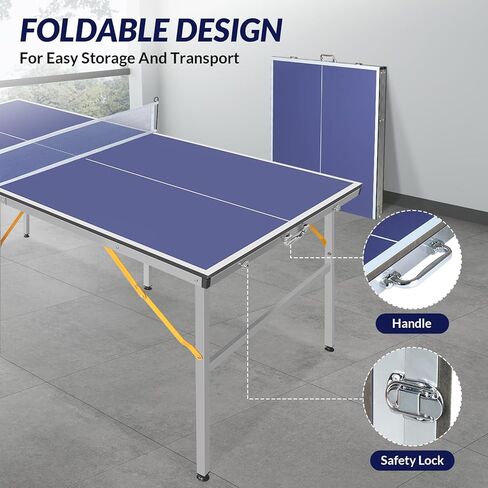 Portable Table Tennis Table, Foldable Ping Pong Game Set for Indoor/Outdoor, Ping Pong Table Top with Net, 2 Paddles and 3 Balls, Playback Mode,10 Minute Quick & Easy Assembly in Kuwait