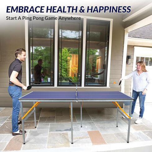 Portable Table Tennis Table, Foldable Ping Pong Game Set for Indoor/Outdoor, Ping Pong Table Top with Net, 2 Paddles and 3 Balls, Playback Mode,10 Minute Quick & Easy Assembly in Kuwait