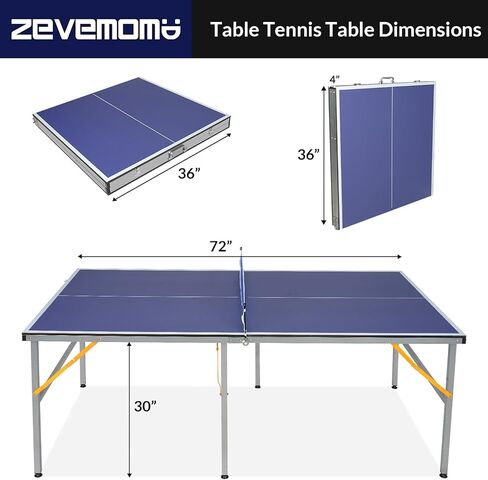 Portable Table Tennis Table, Foldable Ping Pong Game Set for Indoor/Outdoor, Ping Pong Table Top with Net, 2 Paddles and 3 Balls, Playback Mode,10 Minute Quick & Easy Assembly in Kuwait