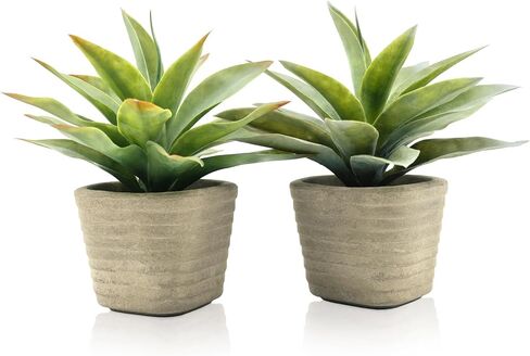 2Pcs Artificial Agave Plants 11.4 Inches, Succulents Plants Artificial for Indoor, Artificial Plants Outdoor for Home Bathroom Bedroom Kitchen Office Room Decor in Saudi Arabia