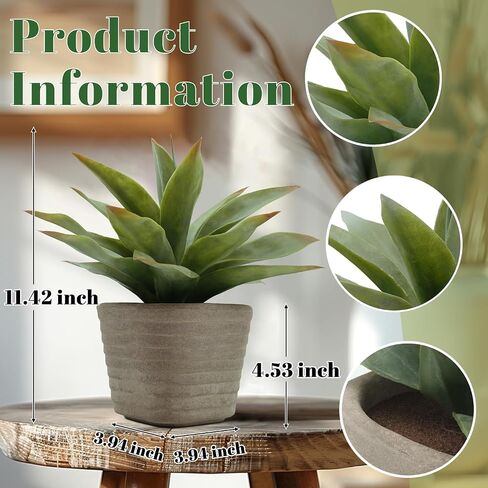 2Pcs Artificial Agave Plants 11.4 Inches, Succulents Plants Artificial for Indoor, Artificial Plants Outdoor for Home Bathroom Bedroom Kitchen Office Room Decor in Saudi Arabia