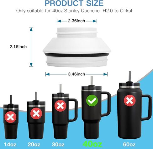 Tumbler Adapter Compatible with Stanley Cup to Cirkul, Adapter for Stanley Cup 40oz to Cirkul, BPA Free, Food Grade Silicone in Saudi Arabia