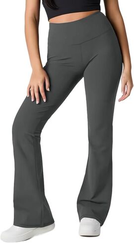 Womens High Waist Flared Yoga Pants Casual Bootcut Workout Leggings Tummy Control in Saudi Arabia
