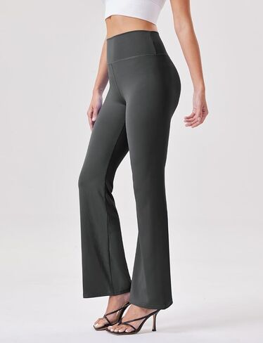Womens High Waist Flared Yoga Pants Casual Bootcut Workout Leggings Tummy Control in Saudi Arabia