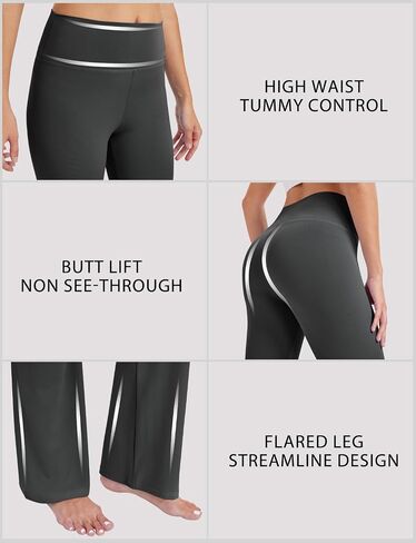 Womens High Waist Flared Yoga Pants Casual Bootcut Workout Leggings Tummy Control in Saudi Arabia