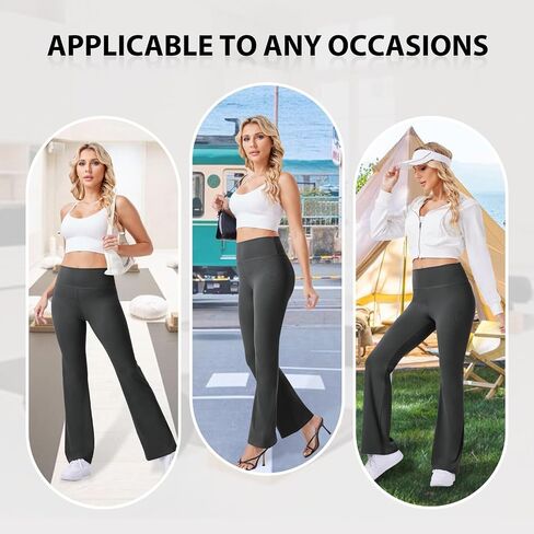 Womens High Waist Flared Yoga Pants Casual Bootcut Workout Leggings Tummy Control in Saudi Arabia