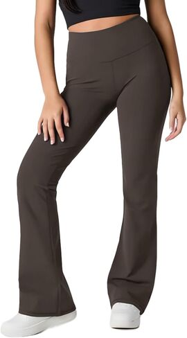 Womens High Waist Flared Yoga Pants Casual Bootcut Workout Leggings Tummy Control in Saudi Arabia