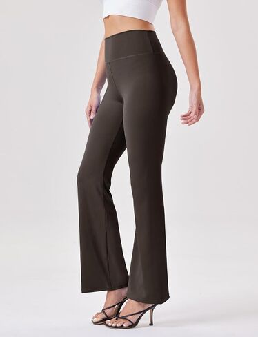 Womens High Waist Flared Yoga Pants Casual Bootcut Workout Leggings Tummy Control in Saudi Arabia