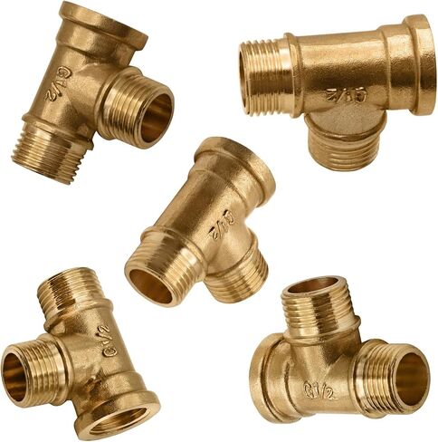 Pipe Tee 1/2" Female x 1/2" Male x1/2" Male Fittings Connector Brass NPT Pack of 1 in Saudi Arabia