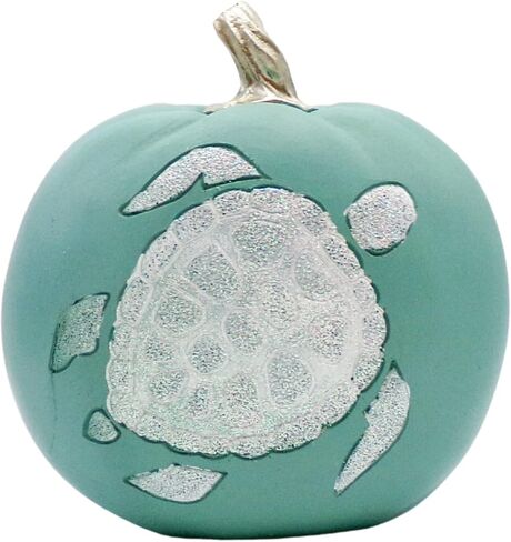 Needzo Turquoise Faux Pumpkins Nautical Bathroom Decor for Vacation Homes, Fall at The Beach Fake Pumpkin with Glittery Painted Turtle, 7 Inches in Saudi Arabia