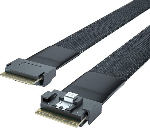 H!Fiber.com 24G كابل SFF-8654 داخلي إلى SFF-8654 SlimSAS، كابل PCIe 4.0 منخفض المستوى 8i، 85 أوم، 74 دبوس، 32AWG، 1 م (3.3 قدم) in Kuwait