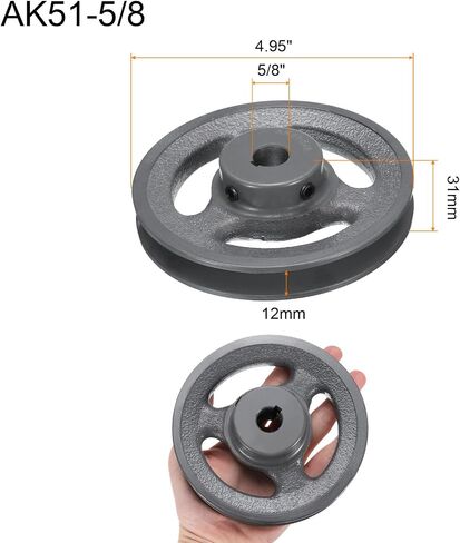 uxcell AK51-5/8 V-Belt Sheave 5/8"Bore 4.95"OD Single Groove Web Sheave Bored-to-Size Sheave, Cast Iron, Belt Section for 4L or A Belt in Saudi Arabia