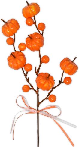 Gift Boutique 4 فروع يقطين الهالوين من الزهور، سيقان الرذاذ، غصين مزيف، منزل مسكون، قطعة مركزية للحفلات القوطية، إكليل من الزهور، إكليل الخريف، حشو زهرية in Saudi Arabia