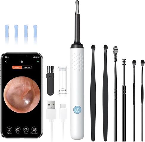 Ear Wax Removal, Earwax Removal Kit with 7 Pcs Ear Set, Ear Cleaning Kit with 4 Ear Pick, Ear Cleaner Otoscope with Light, Ear Camera for iPhone, iPad, Android Phones in Saudi Arabia