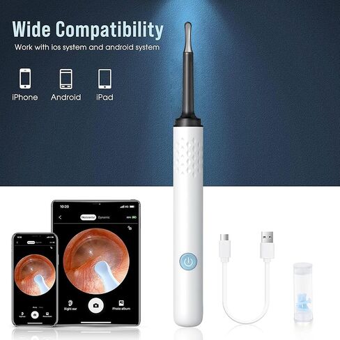 Ear Wax Removal, Earwax Removal Kit with 7 Pcs Ear Set, Ear Cleaning Kit with 4 Ear Pick, Ear Cleaner Otoscope with Light, Ear Camera for iPhone, iPad, Android Phones in Saudi Arabia