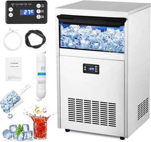 Towallmark Commercial Ice Maker Machine, 120Lbs/24H, 45Lbs Storage Bin, 0.9Inch Thick Ice Cube Ice Machine Automatic Cleaning Function Ideal for Home, Bar, Hotel, Restaurant in Saudi Arabia