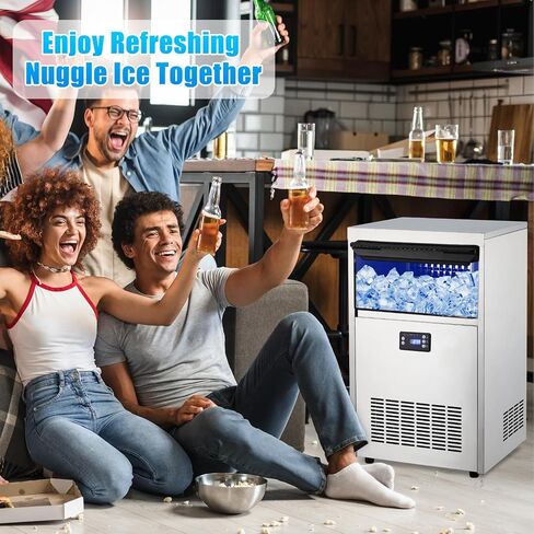 Towallmark Commercial Ice Maker Machine, 120Lbs/24H, 45Lbs Storage Bin, 0.9Inch Thick Ice Cube Ice Machine Automatic Cleaning Function Ideal for Home, Bar, Hotel, Restaurant in Saudi Arabia