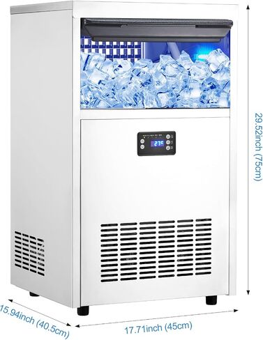Towallmark Commercial Ice Maker Machine, 120Lbs/24H, 45Lbs Storage Bin, 0.9Inch Thick Ice Cube Ice Machine Automatic Cleaning Function Ideal for Home, Bar, Hotel, Restaurant in Saudi Arabia