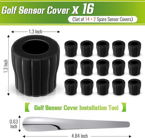 Feekoon 16 حزمة من أغطية مستشعر نادي الجولف المتوافقة مع مستشعرات Garmin Approach CT10/Arccos Smart Golf، مستشعر تتبع نادي GPS الآخر، غطاء مستشعر ذكي واقٍ يناسب المقابض ذات الحجم الكبير in Kuwait
