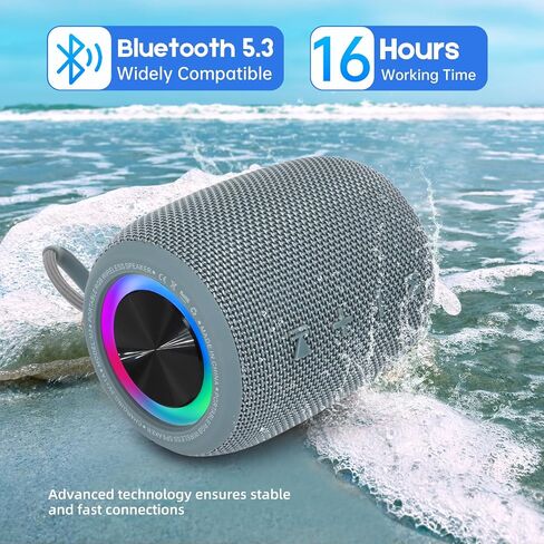 مكبر صوت بلوتوث محمول، BT5.3 مكبر صوت لاسلكي 20 وات مع أوضاع ديناميكية متعددة LED، وقت تشغيل IPX6 مقاوم للماء 16 ساعة يدعم وضع FM، TF، USB للمنزل، ركوب الدراجات، في الهواء الطلق، الشاطئ in Saudi Arabia