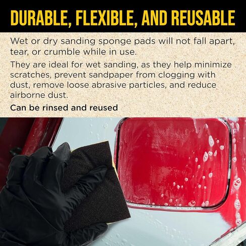 Dura-Gold 800 Grit Double-Sided Sanding Sponges, Box of 10 - Performance Flex 4.7" x 3.9" Wet or Dry Flexible Softback Sandpaper Sponges, Hand Sanding Abrasive Block Pad - Home, Wood, Metal Auto Paint in Saudi Arabia