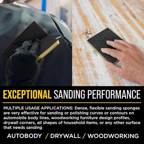 Dura-Gold 800 Grit Double-Sided Sanding Sponges, Box of 10 - Performance Flex 4.7" x 3.9" Wet or Dry Flexible Softback Sandpaper Sponges, Hand Sanding Abrasive Block Pad - Home, Wood, Metal Auto Paint in Saudi Arabia