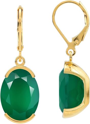 Silvershake 10.34ct. Natural Emerald Green Agate White Gold Plated 925 Sterling Silver Leverback Dangle Earrings in Saudi Arabia