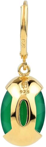 Silvershake 10.34ct. Natural Emerald Green Agate White Gold Plated 925 Sterling Silver Leverback Dangle Earrings in Saudi Arabia