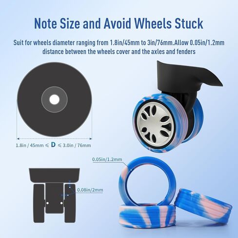 EVARSOL غطاء عجلة الأمتعة حقائب دوارة لإصلاح العجلات قبضة ناعمة كتم حقائب سفر محمولة عجلات حامية صندوق عربة أغطية عجلات أحذية من السيليكون 10 قطع in Kuwait