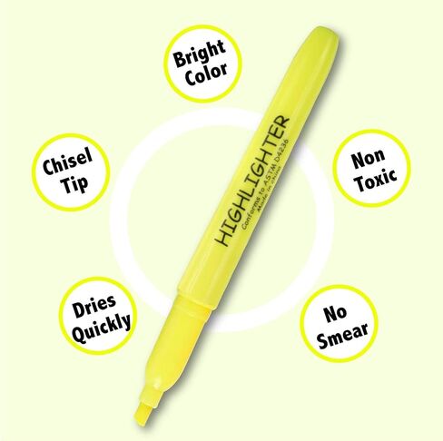 Trail maker 100 Packs of Bulk Yellow Highlighters in Bulk | Bright Wholesale Highlighters for Classrooms, School Kids, Teachers, Office Supplies in Kuwait