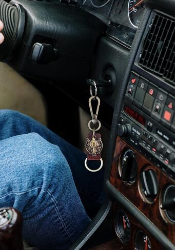 AuPra Wolf KeyChain Gift Women & Men Red Leather KeyRing Home Car Keys Holder Present in Saudi Arabia