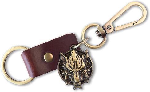 AuPra Wolf KeyChain Gift Women & Men Red Leather KeyRing Home Car Keys Holder Present in Saudi Arabia